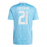 Camisa de Futebol Bélgica Timothy Castagne #21 Equipamento Secundário Europeu 2024 Manga Curta